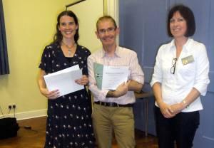 John Callaghan receives his certificate for finishing 2nd in the 2013 MSC Table Topics Contest.