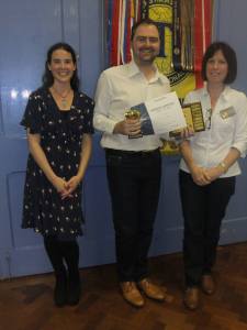 Chris Boden receives his certificate & trophy for winning the 2013 MSC Table Topics Contest.