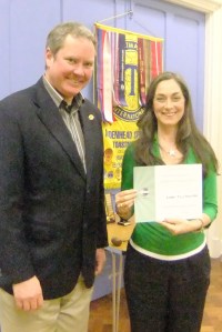 Karen receiving her certificate from Mark for finishing runner-up in the Club Speech Contest.